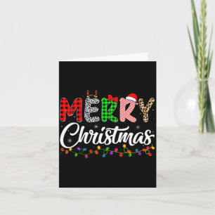 Womens Merry Christmas Lights Santa Family Xmas Pa Card