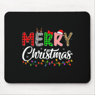 Womens Merry Christmas Lights Santa Family Xmas Pa Mouse Pad