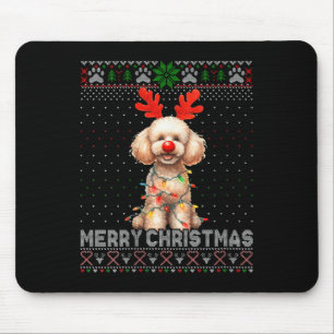 Womens Merry Christmas Poodle Dog Lover Ugly Xmas Mouse Pad