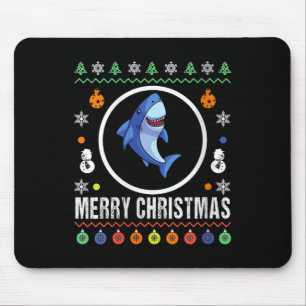 Womens Merry Christmas Shark Ugly Sweater Xmas Kni Mouse Pad