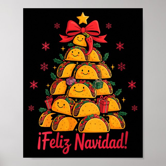 Womens Merry Christmas Tacos Tree Feliz Navidad Me Poster (Front)