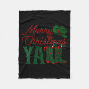 Womens Merry Christmas Y'all Cowboy Boots Western Fleece Blanket