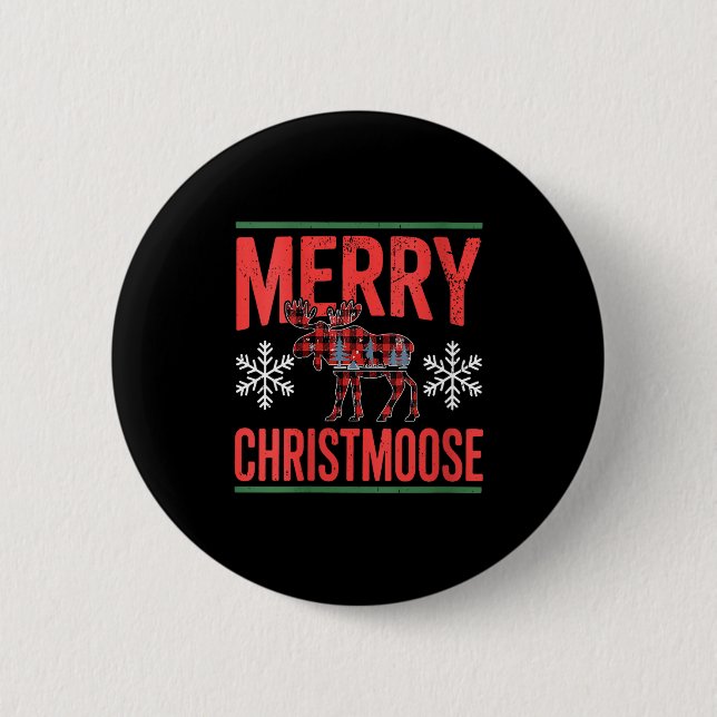 Womens Merry Christmoose Holiday Moose Ugly Sweate 6 Cm Round Badge (Front)