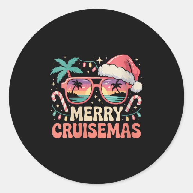 Womens Merry Cruisemas 2025 2026 Christmas Santa R Classic Round Sticker (Front)