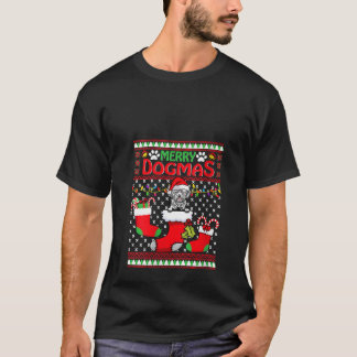 Womens Merry Dogmas Lhasa Apso Dog Funny Ugly Chri T-Shirt