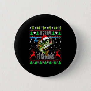 Womens Merry Fishmas B Fish Fishing Funny Ugly Chr 6 Cm Round Badge