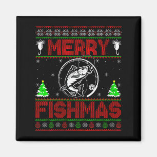 Womens Merry Fishmas B Fish Fishing Ugly Christmas Magnet