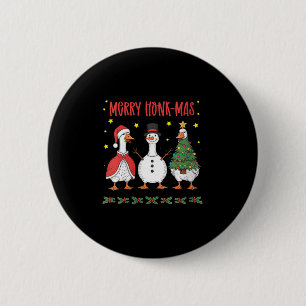 Womens Merry Honk-mas Funny Goose Christmas Humor  6 Cm Round Badge