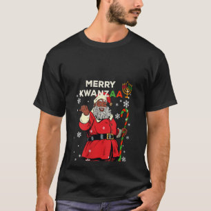 Womens Merry Kwanzaa Santa Claus Black Christmas A T-Shirt