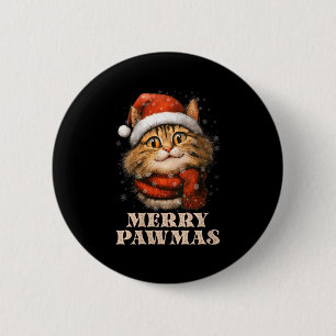 Womens Merry Pawmas Funny Santa Cat Christmas For  6 Cm Round Badge