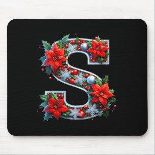 Womens Merry S Letter Insettia Snowflakes V-neck  Mouse Pad