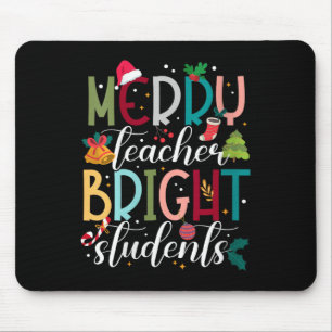 Womens Merry Teacher Bright Students Christmas Hol Mouse Pad