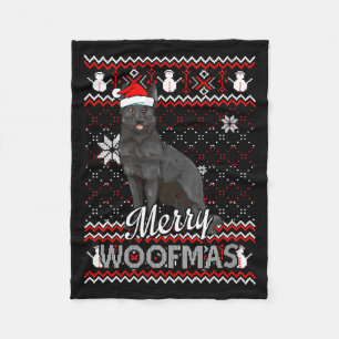 Womens Merry Woofmas Black German Shepherd Dog San Fleece Blanket