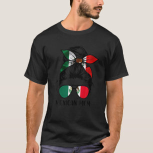 Womens Mexican Mum Bandanna Mexico Flag Funny Moth T-Shirt