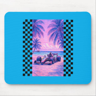 Womens Miami Racing Palm Tree Beach Scene Mouse Pad