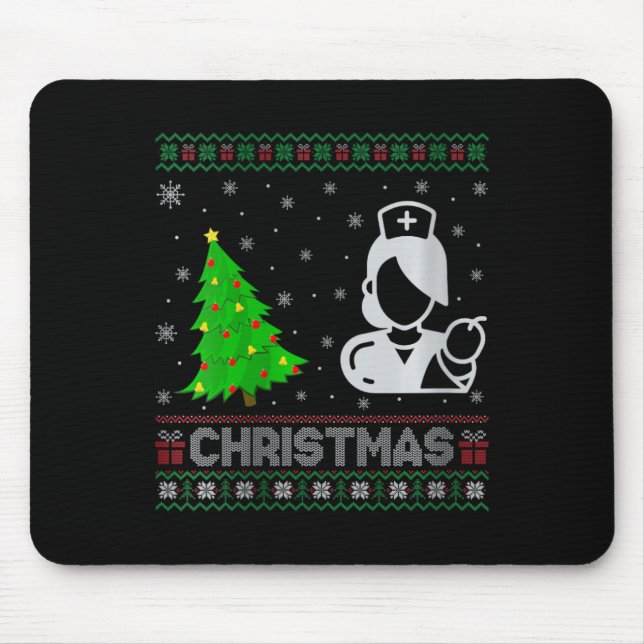 Womens Midwife Xmas Tree Lighting Ugly Christmas S Mouse Pad (Front)