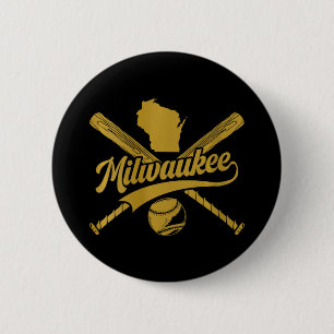 Womens Milwaukee Baseball Fan V-neck 6 Cm Round Badge