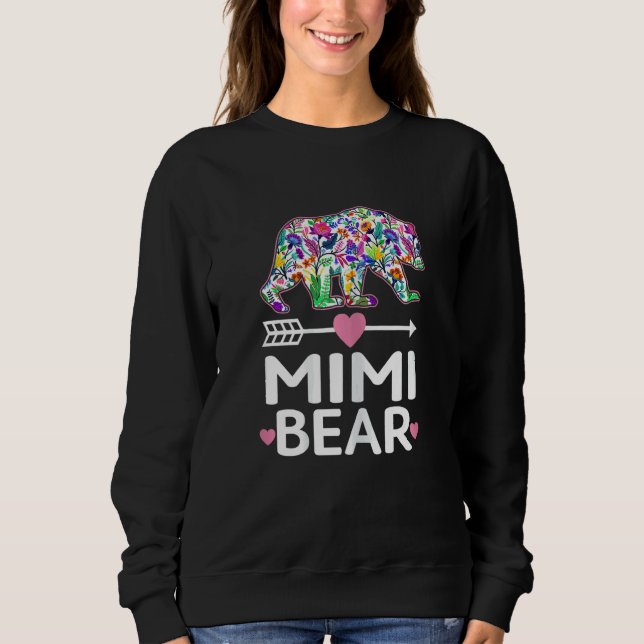 Womens  Mimi Bear Mothers Day Floral Matching Fami Sweatshirt (Front)