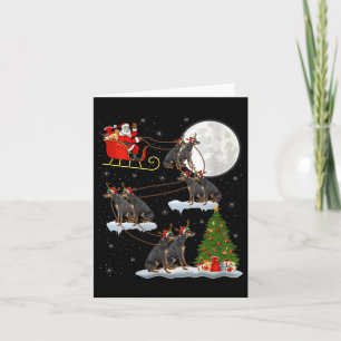 Womens Miniature Nscher Dog Santa Sleigh Flying Fu Card