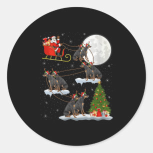 Womens Miniature Nscher Dog Santa Sleigh Flying Fu Classic Round Sticker