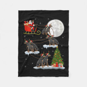 Womens Miniature Nscher Dog Santa Sleigh Flying Fu Fleece Blanket