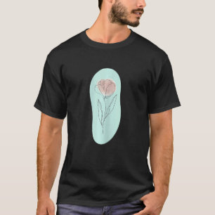 Womens Minimalistic Boho Tulip Flower Line Pastel T-Shirt