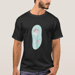 Womens Minimalistic Line Pastel Baby Blue Boho Ros T-Shirt