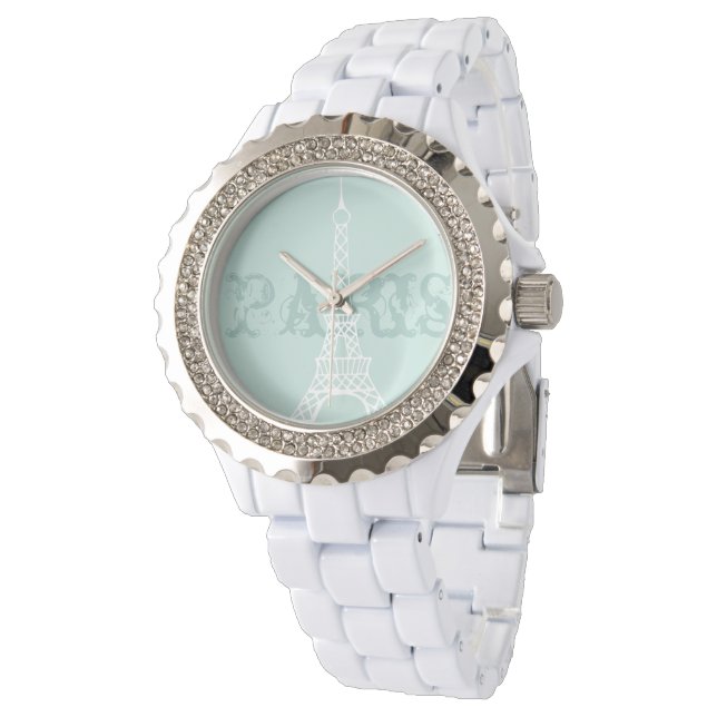 Women's Mint Eiffel Tower Paris Watch Gift (Angled)