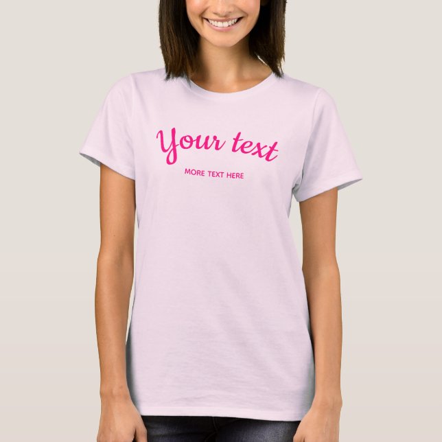 Womens Modern Pale Pink Custom Handwritten Script T-Shirt (Front)