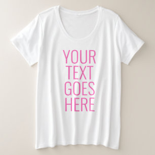 Womens Modern Pink White Large Big Plus Size T-Shirt