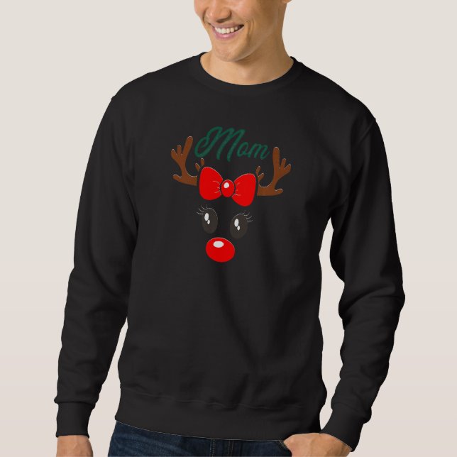 Womens Mom  Elk Moose  Reindeer Antlers Sweatshirt (Front)