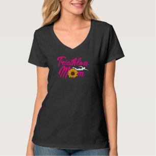 Womens Mom Graphic Run Bike Swim Triathlon Triathl T-Shirt