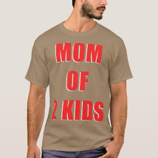 Womens Mom of 2 Kids Twin Pregnancy Gender Announc T-Shirt
