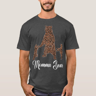 Womens Momma Bear And Two Cubs Leopard Print Fun M T-Shirt