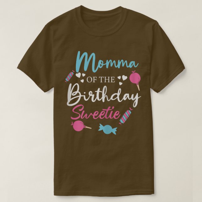Womens Momma Of The Birthday Sweetie Candy Boy Gir T-Shirt (Design Front)