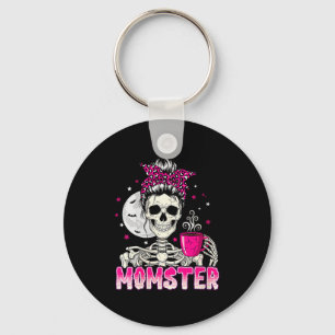 Womens Momster Skull Mom Coffee Lover Halloween Me Key Ring