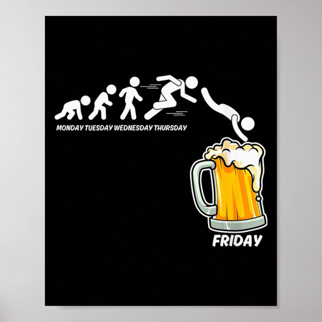 Womens Monday To Friday Beer Drinking Funny Work W Poster (Front)