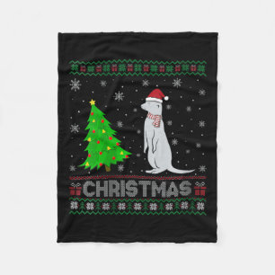 Womens Mongoose Xmas Tree Lighting Ugly Christmas  Fleece Blanket