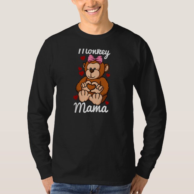 Womens Monkey Mama Finger Heart Monkey Animal With T-Shirt (Front)