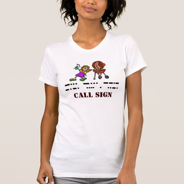 Women's Morse Code BBQ Chef T-shirt  Customise It! (Front)