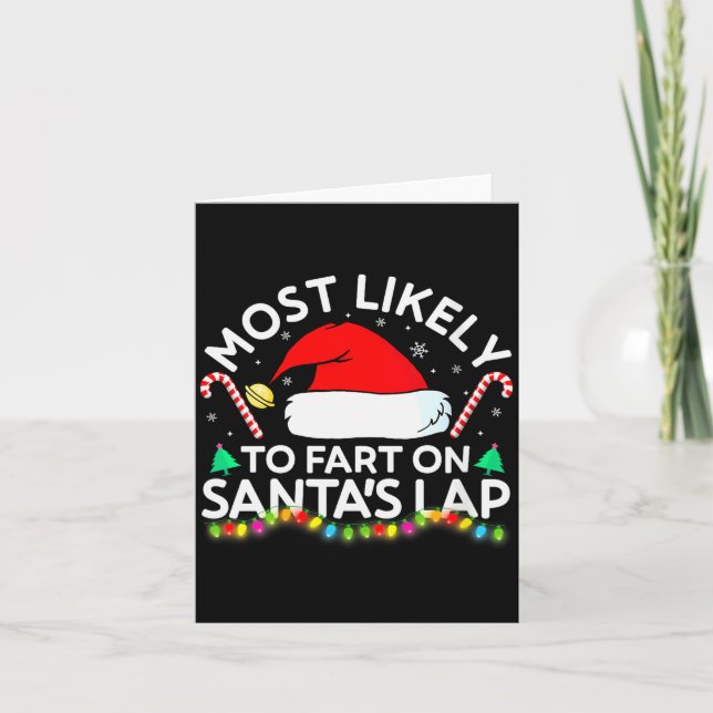 Womens Most Likely To Fart On Santa's Lap Family M Card (Front)