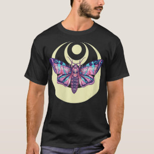 Womens Moth And Crescent Moon Witchy Pastel Goth W T-Shirt