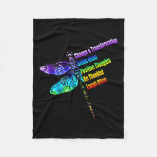 Womens Motivational Insration Gift Dragonfly  Fleece Blanket