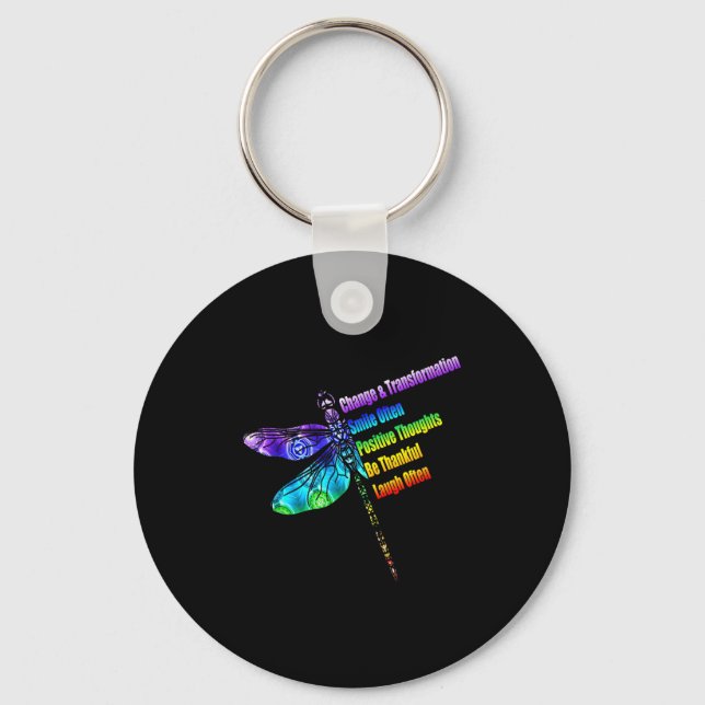 Womens Motivational Insration Gift Dragonfly  Key Ring (Front)
