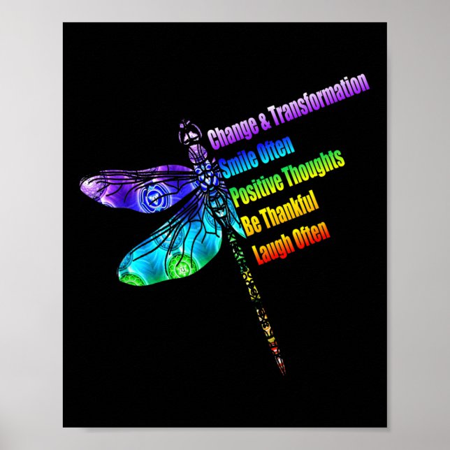 Womens Motivational Insration Gift Dragonfly  Poster (Front)
