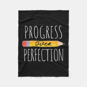 Womens Motivational Progress Over Perfection Back Fleece Blanket