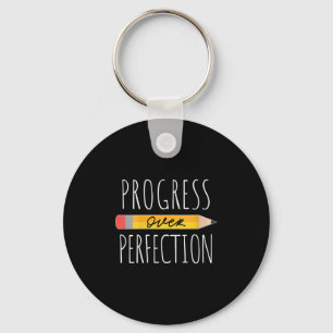 Womens Motivational Progress Over Perfection Back Key Ring