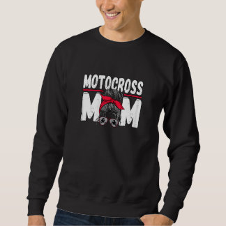 Womens Motocross Mum Messy Bun Dirt Bike Rider Sweatshirt
