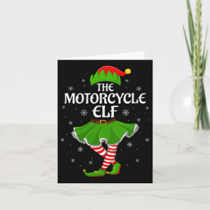 Womens Motorcycle Elf Christmas Family Girls Women Card