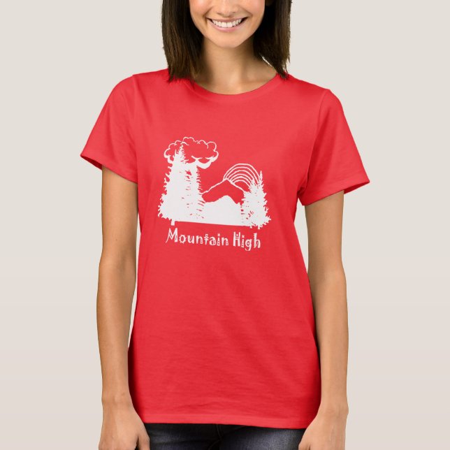 Women's Mountain High Camp white logo dark tee (Front)